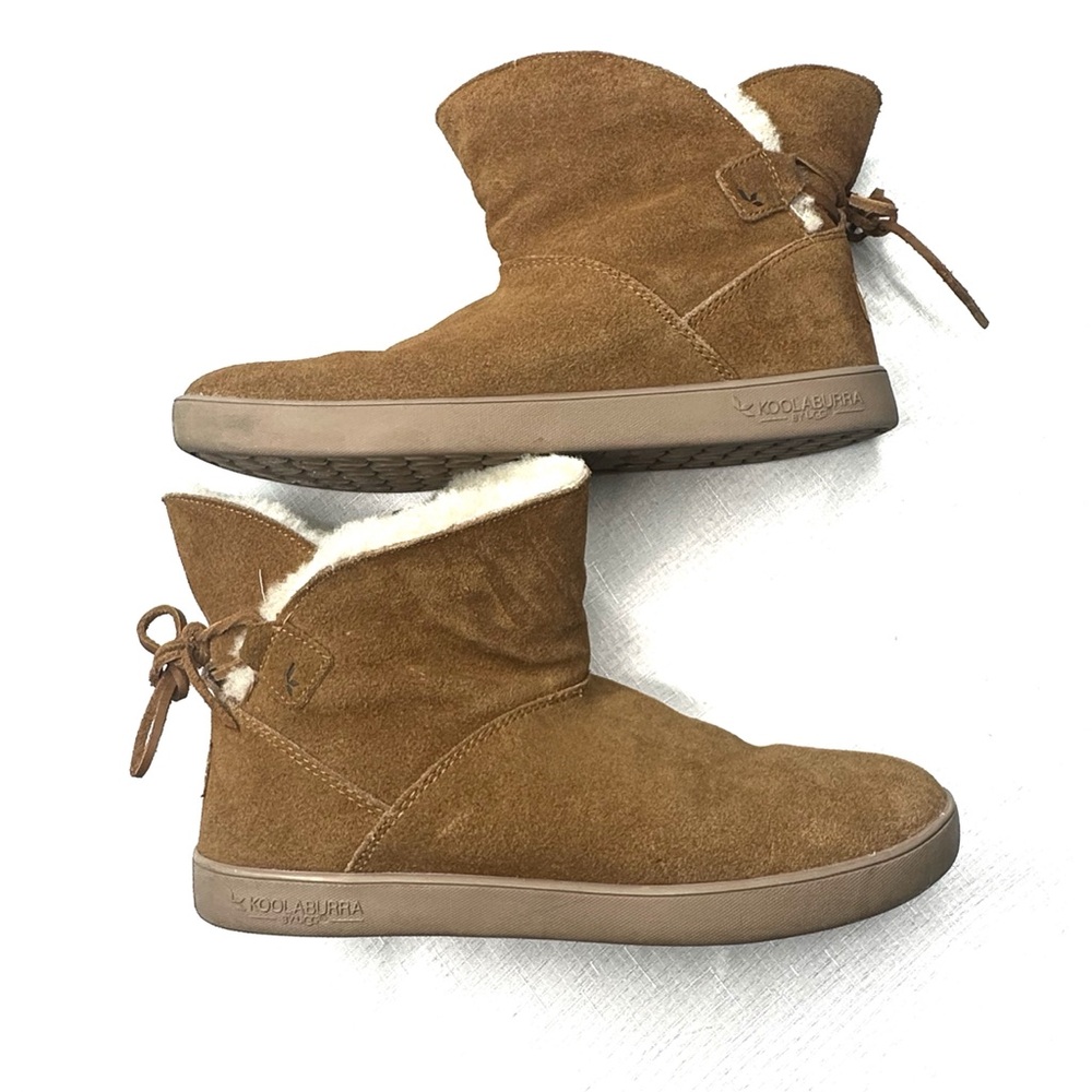 Koolaburra by UGG Shazi Mini Boots Chestnut Brown Faux Fur Lined Women’s Size 7